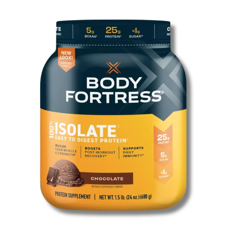 BODY FORTRESS choco Body Fortress 100% ISOLATE - 1.5 lbs / 20 servicios, chocolate - Imagen 1