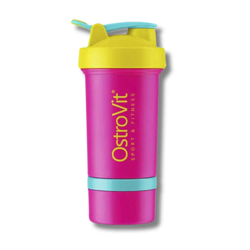 Shaker MIAMI Ostrovit Shaker OSTROVIT MIAMI VIBES c/compartimiento Pink - 500 ml - Imagen 1